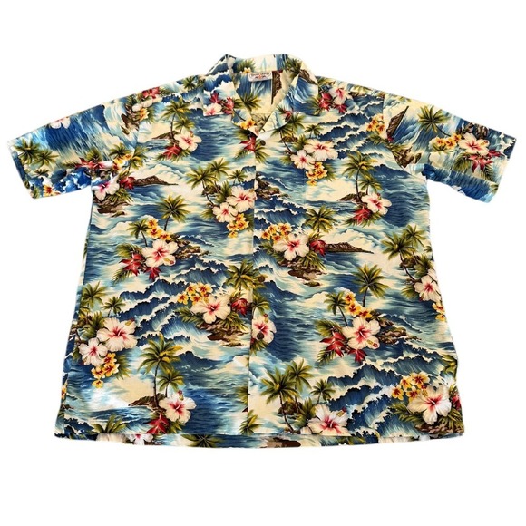 Pacific Legend Apparel Hawaii Short Sleeve Button Up Palm 2XL Vacation - Picture 1 of 4